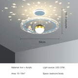 Modern Creative Star Children's Room LED Chandeliers for Bedroom Study Design Ring Lamp Home Decors Cartoon Warm Lighting Fixture