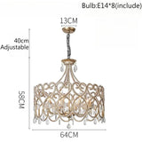 French French Crystal Candle Chandelier (Solid Copper) - Romantic Vintage Pendant Light Fixture for Living Room, Bedroom & Home Decor
