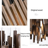 Retro Wooden Hanging Chandelier Light Dining Table Solid Wood Led Pendant Lamp Living Room Kitchen Chandelier Lighting Fixture