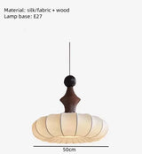 Retro Fabric & Solid Wood LED Pendant Light - Vintage Traditional Ceiling Chandelier Hanging Lamp Fixture for Living Room, Restaurant & Hotel Decor