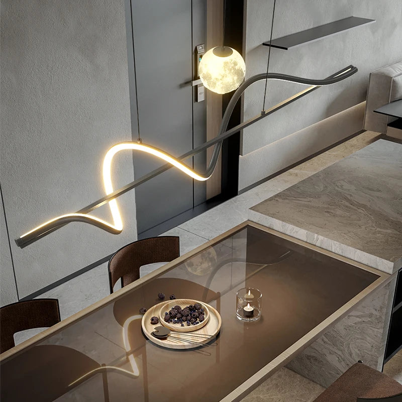 Modern Led Pendant Lights Chandelier For Dining Table Living Room Kitchen Bar Counter Creative Moon Hanging Lamp Home Decor Lamp