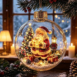 Glowing Bell Christmas Decorations 2026 Snow Globe Ornament Xmas Tree Santa Snowman Christmas 2026 Decoration Navidad Pendant