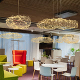 Modern Art Design Stars Fireflies Iron Mesh Cloud Chandelier Bedroom Stair Creative Restaurants Decorative Lighting Fixtures LED