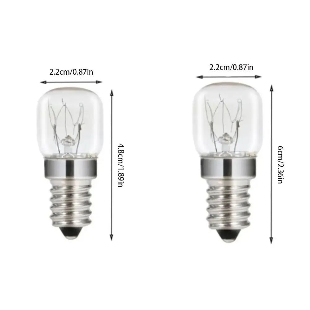 2-Pack 15W E14 High-Temperature Incandescent Bulbs (300°C) - Clear Glass Pygmy Light Bulbs for Ovens, Refrigerators & Salt Lamps
