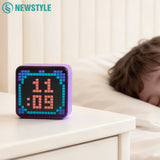 LED Pixel Display Night Light 5000mAh Bluetooth APP Control DIY Table Light With Alarm Clock For Bedroom Christmas Gift