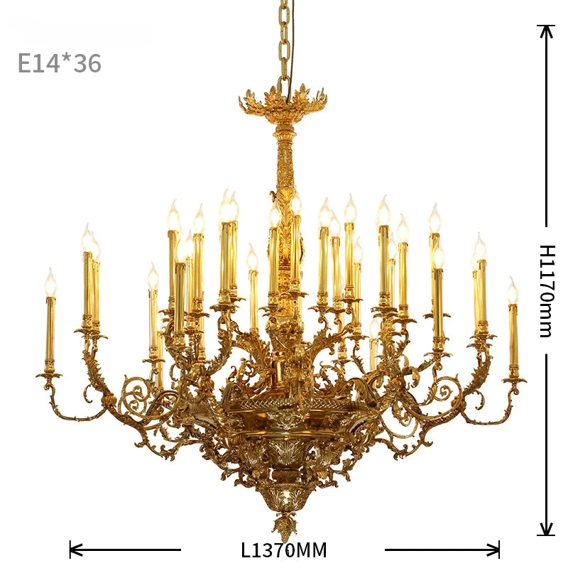 Mid Century Big Pendant Light Baroque Bronze Lamp Church Copper High End Lighting Royal Antique Brass Chandelier