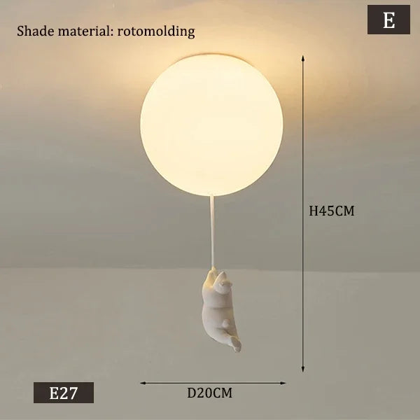 Designer Polar Bear Cartoon Pendant Chandelier - LED Resin Kid's Room Light