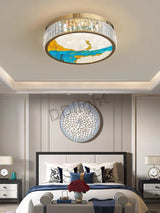 2025 Modern New Enamel Color Chandiler Lustre Crystal Glass Ceiling Light Luxury LED Ring Villa Decor Bedroom Living Dining Room