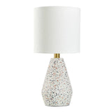 Terrazzo Table Lamp with White Drum Shade, 16.75" Book Lights Table Desk Lamps