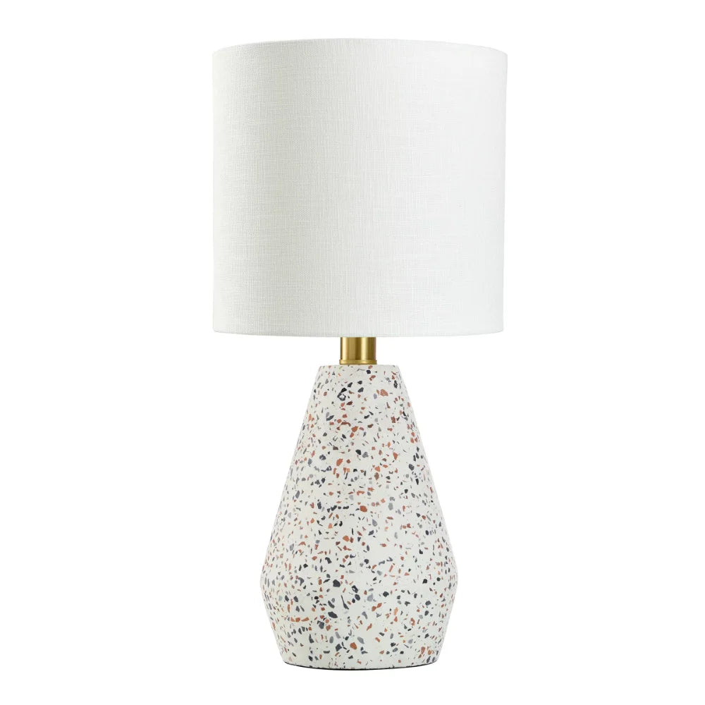 Terrazzo Table Lamp with White Drum Shade, 16.75&quot; Book Lights Table Desk Lamps