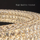 Round Crystal Chandelier Home Decoration Hanging Lamp Living Dinning Room Modern Crystal Pendant Light Kitchen Dimmable LED Lamp