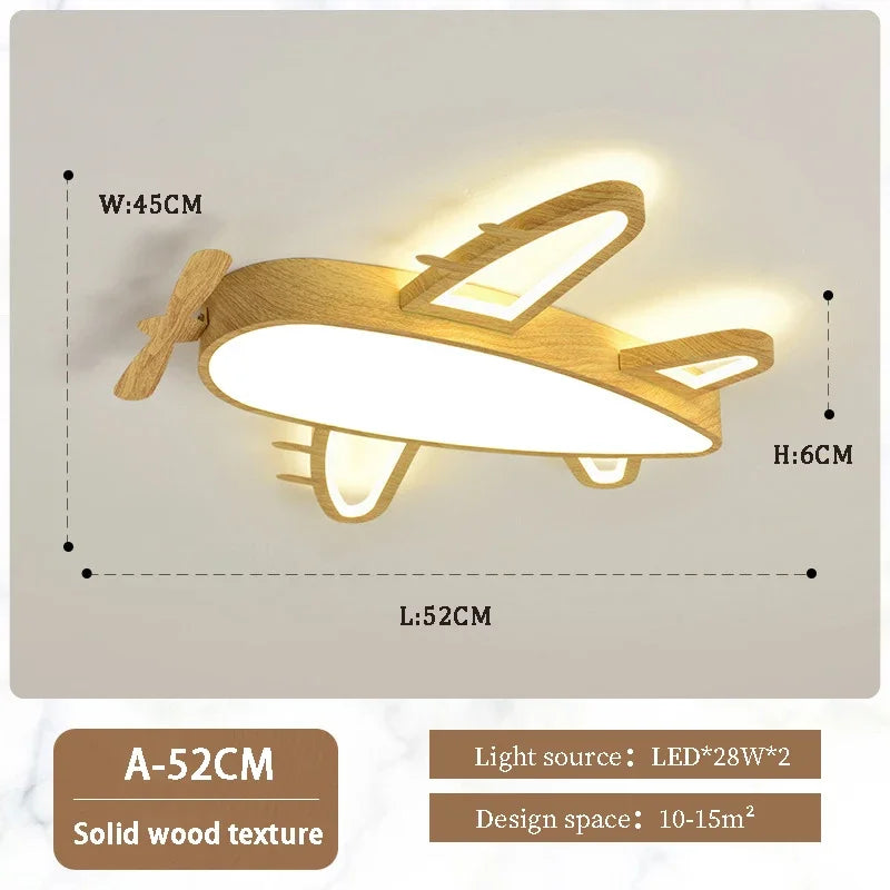 Children's Room Airplane Ceiling Lights Log Color LED Helicopter Light Nordic Modern Lamp Warm Youth Room Bedroom Chandelier