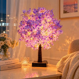 Pink Cherry Blossom Decorative Tree Lamp Bedroom Bedside Indoor Decor Night Light Warm Atmosphere Light Desktop Ornament
