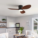 36/42 Inch Modern Ceiling Fan w/Light, 6-Speed DC Motor, Remote, Ultra Quiet, 3-Color Dimmable 18W for Bedroom/Living Room