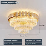 Modern round square layered crystal chandelier black gold luxury Led ceiling lamp living room main lamp villa foyer lighting