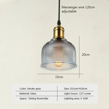 Nordic Glass Pendant Light Creative Minimalist Modern Lamp for Restaurant With Transparent Lampshade Brass Color and E27 Socket