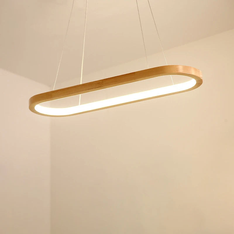 Nordic Lamp Solid Wood Pendant Lights Restaurant Chandelier Simple LED Light Bar Dining Room Long Strip Lamps Lighting Fixture