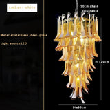 Pink White Large Ceiling Pendant Light Home-appliance High Ceiling Glass Hanging Lamp Lustres Foyer Lighting Extremely Expensive