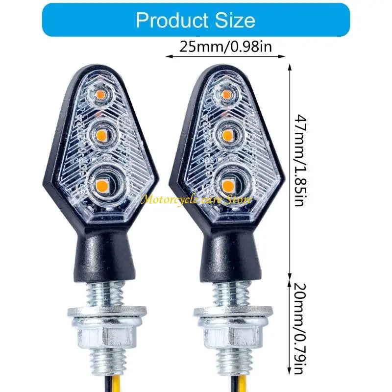 High Efficiency Motorcycle LED Turn Signal Lights (1 Pair) - 1200 Lumens Warm Yellow Blinker Indicators, Waterproof IP67 Universal Fit