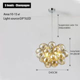 Nordic Balloon Bubble Lighting Boy Children's Bedroom Chandelier Living Room Model Restaurant Creative Ash Glass Lamp