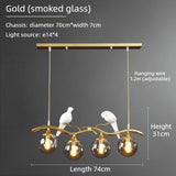 Nordic LED Glass Chandelier Modern Creative Bird Restaurant Dining Table Glass Pendant Light Living Room Bar Counter Decoration