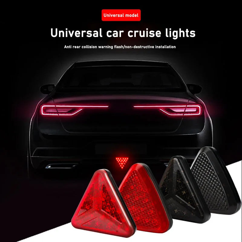 1PCS F1 Style Universal Led Brake Stop Light Triangle LED Rear Tail Light Reverse Safety Strobe Lamp for Car Auto Motorcycle 12V