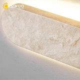 Wabi-Sabi Yellow Travertine Natural Stone Outdoor Wall Lamp - IP65 Waterproof LED Long Linear Sconce Fixture for Villa Fence, Gates & Courtyard