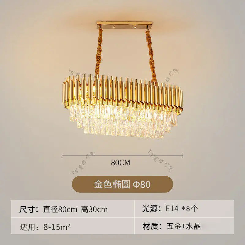 Nordic Luxury Crystal Chandelier Round Pendant Light LED for Living Room Hotel Lobby Hallway Modern Home Decor Hanging Lamp