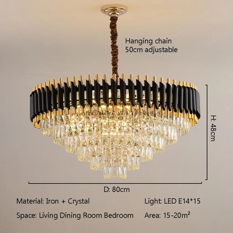 Modern Luxury Crystal LED Chandelier E14 Ceiling Pendant Light for Villa Hotel Lobby Living Dining Bedroom Indoor Decor Lighting
