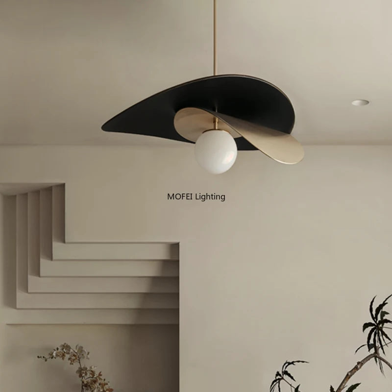 Modern Designer Hat Pendant Light Wabi Sabi Minimalist LED Chandeliers Restaurant Nordic Pendant Light LED Chandeliers Fixture