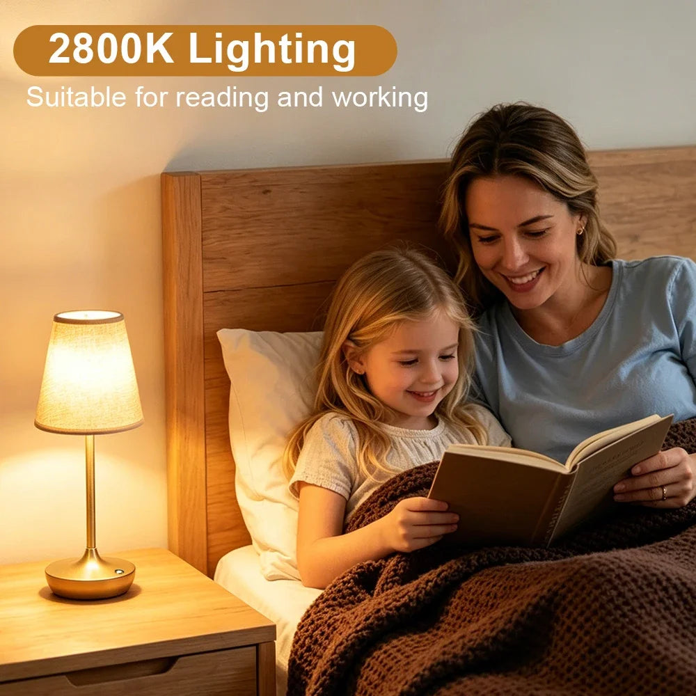 Cordless LED Table Lamp Fabric Desk Lamp Rechargeable Night Light for Bar Dining Room Restaurant Atmosphere Decor Lamp