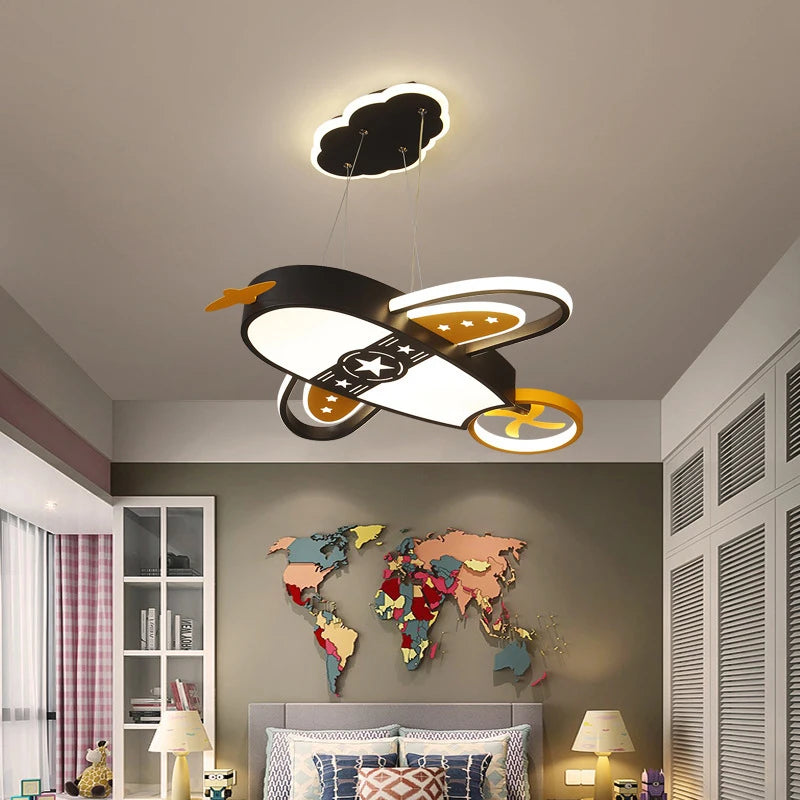 Children's Room Ceiling Chandeliers Cartoon Airplane Lights Minimalist Modern Nursery Little Boy Girl Bedroom Hanging Chandelier
