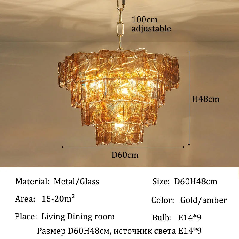 Luxury Murano Glass Ceiling Chandelier Pendant Light - Handcrafted Modern Hanging Lamp Fixture for Dining Room, Living Room & Home Interior Decor