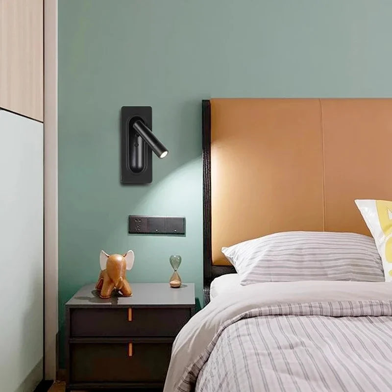 LED Ambient Reading Light Adjustable Recessed Wall Light Wide Voltage 85V-265V Indoor Rotatable Bedside Reading Light