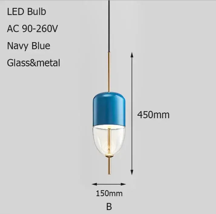 2026 Modern Simple Lake Blue Gradient Glass Pendant Lamp Designer Model Room Bedroom Restaurant Bar LED Chandelier Home Decor Li