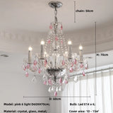 French Green Crystal Candle Chandelier Luxury Romantic Glass E14 Pendant Lights Living Room Art Decor Led Lamparas Bedroom Lamp