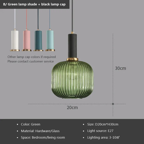 Nordic Retro restaurant colorful Glass pendant lights Creative living room Lamp Simple bedside lamp LED E27 light