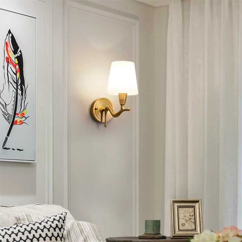 American Modern Style Wall Lamp Interior Lighting Fixtures Indoor Aisle Lamp All Bronze Antlers Decorative Lights For Bedroom