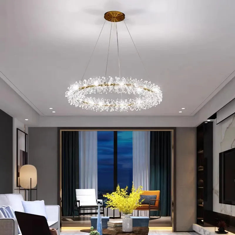 Nordic Modern Ceiling Chandelier Bedroom Dining Living Room Crystal Pendant Lamp Interior Decoration Firefly Garland LED Light