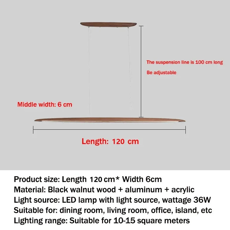 Wooden Pendant Lights Hanging Lamps Modern Table LED Long Linear Light Kitchen Island Office Bar Lighting for Dining Living Room