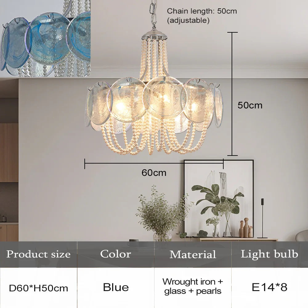 French Flower Glass Pendant Light Creamy Pearl Romantic Master Bedroom Lighting High-end Restaurant Lights
