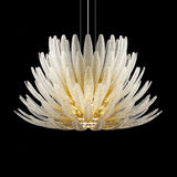 Designer Agave Murano Glass Chandelier Living Room Bedroom New Milan Vintage Gold Flowers Pendant Light with Leaf Vila Lobby