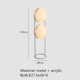 Nordic Designer Acrylic Ball Floor Lamp Electroplated Chrome Living Room Corner Atmosphere Reading Light LED Standing Lighting