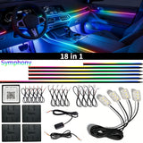 18IN1 Full Color Streamer Car Ambient Lights RGB 64 Color Universal LED Interior Hidden Acrylic Strip Symphony Atmosphere Lamp