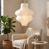Large White Paper Lampshade 37cm Round Ceiling Pendant Lamp Handmade Folded Rice Paper Chandelier for Bedroom Living Dining Room