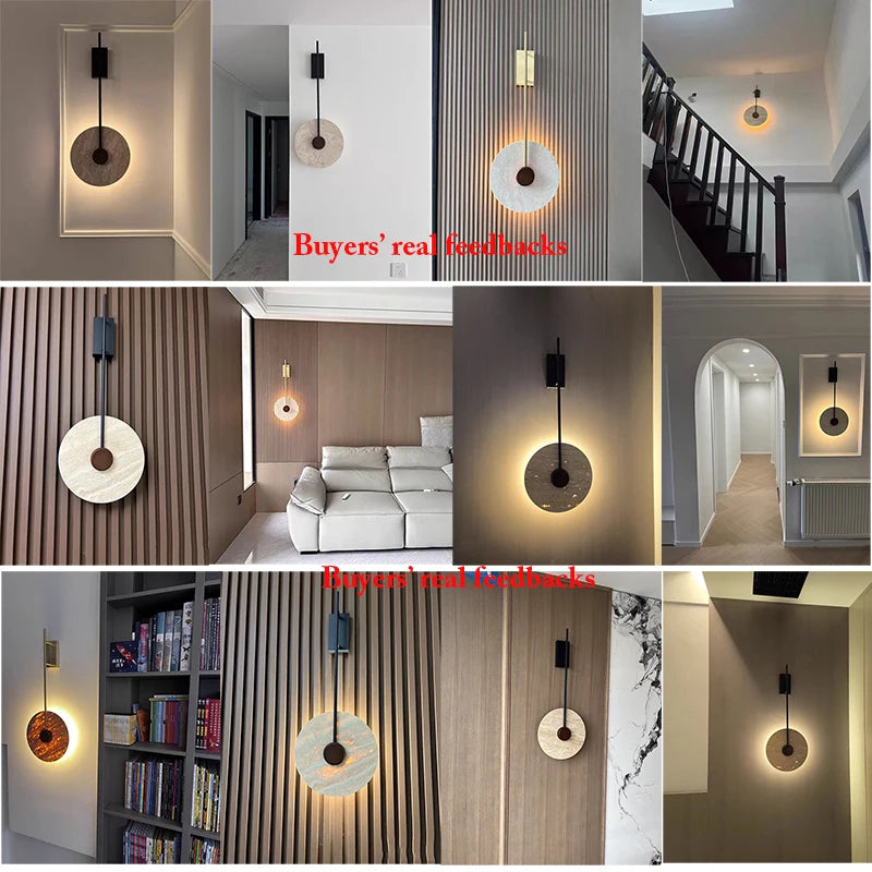 Natural Yellow Cave Stone Wall Lamps Retro LED Travertine Wall Lights Indoor Decor Lighting Bedroom Bedside Living Room Hallway
