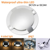 4-Hole Ultra-Thin Outdoor LED Ground Light (DC12V/24V, 1W/2W) - IP67 Surface Mount Step Light for Deck, Lawn & Courtyard