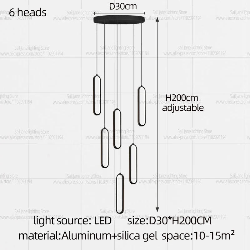 Minimalist Chandelier Nordic Hanging Modern LED Pendant Light Living Room Restaurant Villa Loft Ceiling Staircase Pendant Light