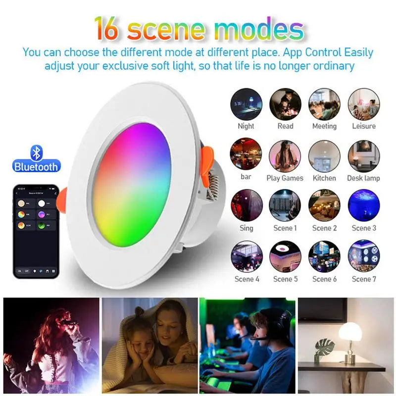 Smart Recessed Lighting WiFi Smart LED Downlight RGB Dimmable Spot LED Lights Kitchen Ceiling Lamp 10W