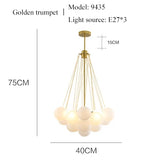 Nordic Frosted Glass Ball Chandelier for Dining Living Room Decoration Gold Black Bubble LED Pendant Lights Hanging Lamp